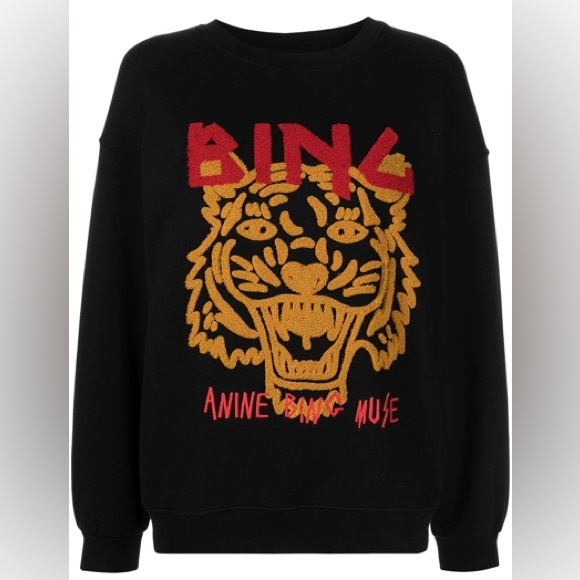 Anine Bing TIGER SWEATSHIRT CHENILLE IN BLACK New with Tags! - Picture 2 of 14